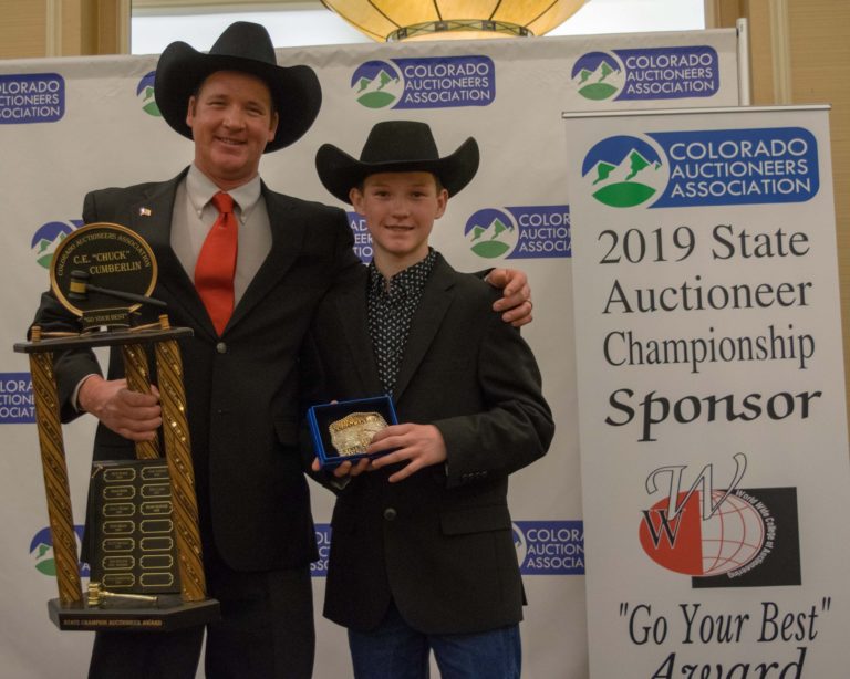 Michael Nichols, 2019 Colorado State Auctioneer Champion, & Rylee Nichols, 2018 Colorado Jr. Bid Calling Champion